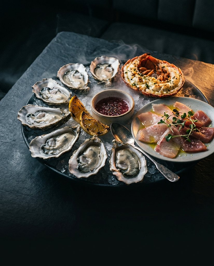 Seafood and raw bar food photography